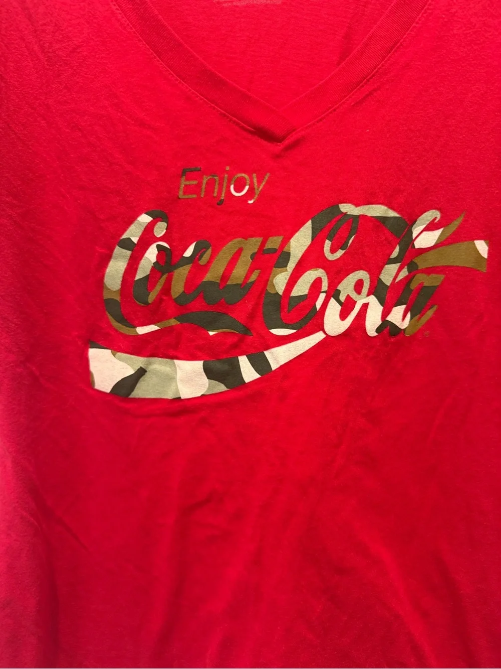 Coca-Cola Red Tee and Green Camo Trim Short Set